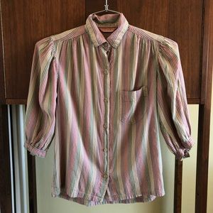 SOLD • puff sleeve striped blouse
